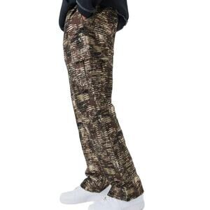 Boohoo Man Tall Textured Camo Relaxed Cargo Trouser in Brown, Size S Tall​​​​